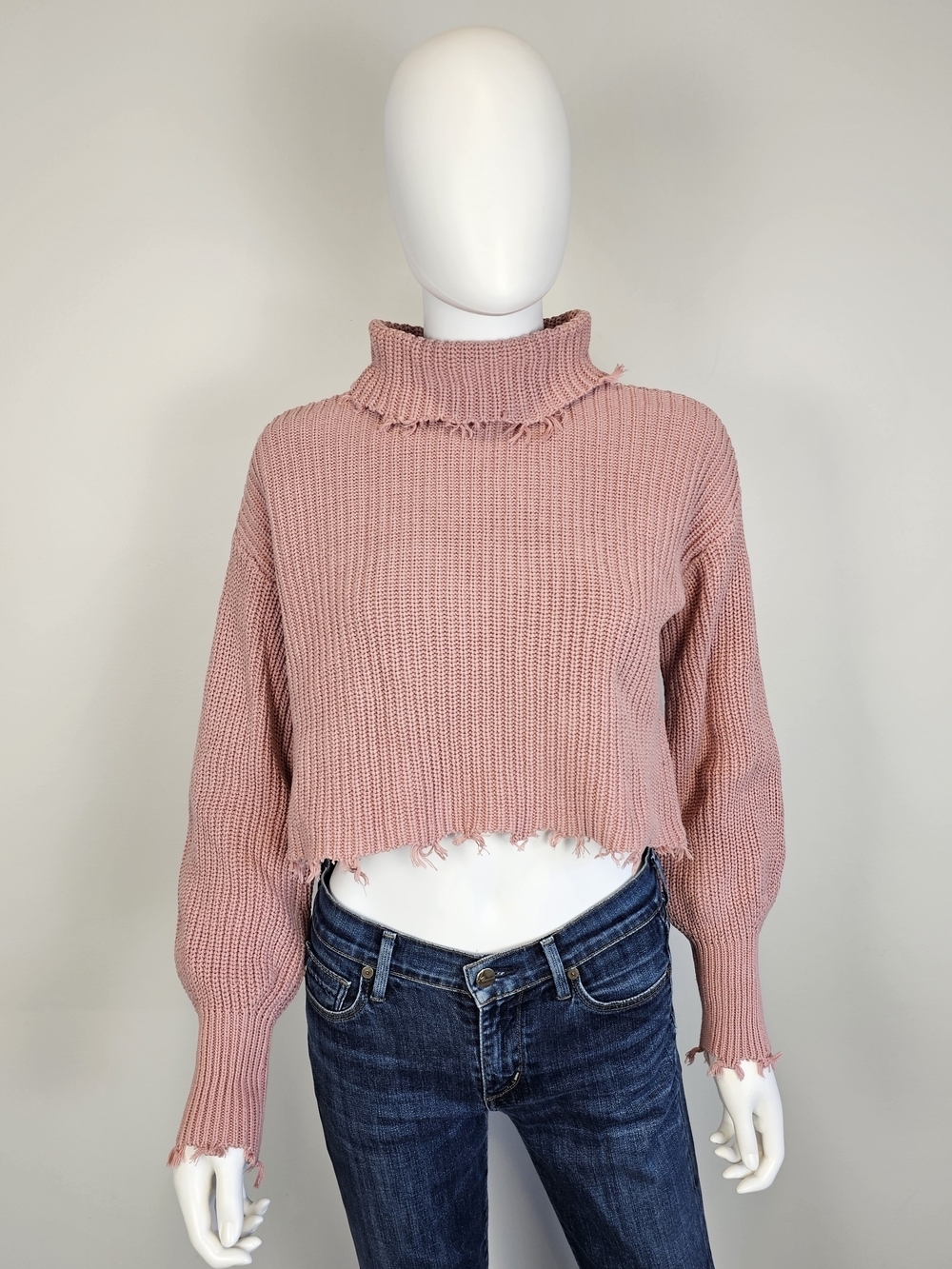 525 America Dusty Rose Cropped Turtleneck Sweater Sz XS